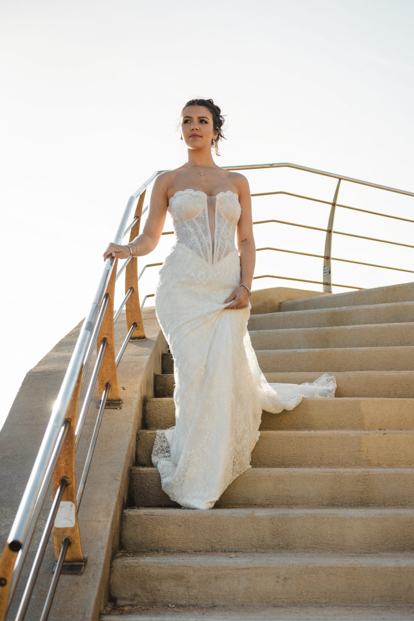 Silhouette sirène avec traîne longue modèle La Ciotat, création sur mesure Marseille.